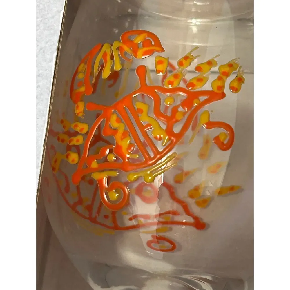 Izzy Oliver Impasta Impressions hand painted 15 oz wine glass crab design